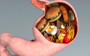 Переваренные кусочки еды во рту из желудка, очень вонючие